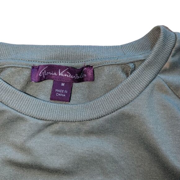 🛍️Green Crew Neck Sweatshirt with Lace Detail - Picture 4 of 4